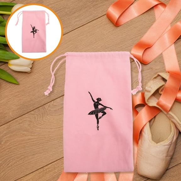 KONTONTY Multifunctional Pink Canvas Ballet Shoe Storage Bag with Drawstring for Easy Carry