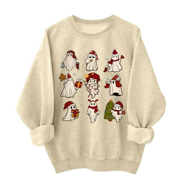 RKSTN Sweat-Shirt pour Femmes Col Rond Imprimé de la Saint-Patrick Manches Longues Chandails en Molleton de Noël