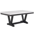 thumbnail image 2 of JERFIT 6-Piece Dining Set with Faux Marble Tabletop, Upholstered Chairs, and Bench, Modern Gray and Black Wood Dining Room Furniture, 2 of 8