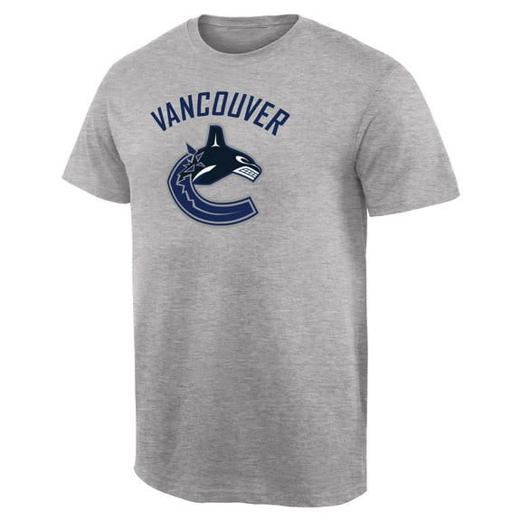 Men's Ash Vancouver Canucks Team Primary Logo T-Shirt