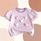 thumbnail image 4 of Blusas y camisas de manga corta con cuello redondo para niña, camiseta de verano con estampado de corazón tridimensional de manga corta, top holgado dulce de media manga para bebé, top de algodón para, 4 of 9