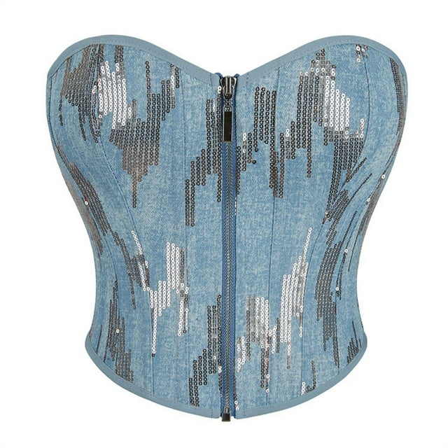 Corsé vintage con tirantes y estampado de vendaje para mujer, top tipo corsé de dacrón.