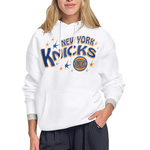 Women's Starter White New York Knicks Fireworks Fleece Hoodie
