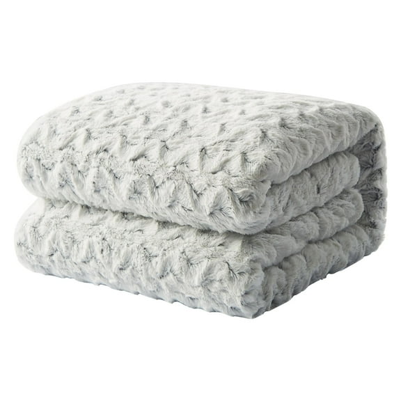 Tache Home Fashion Faux Fur Snowy Owl White Soft Throw Blanket