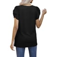 thumbnail image 2 of Hanerdun Women Solid Shirt Blouse Female V-Neck Short Sleeve Basic Tops Black 2XL, 2 of 5