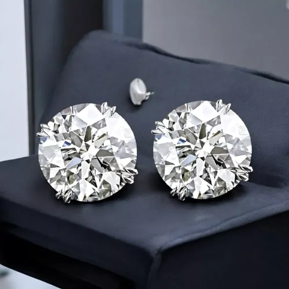 4TCW Round Cut Lab Created White Diamond Stud Earrings in 14k White Gold Plated