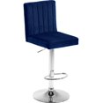 thumbnail image 1 of Meridian Furniture Joel Tabouret Réglable en Velours 33"H Bleu Marine (Ensemble de 2), 1 of 7