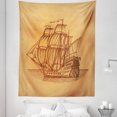 thumbnail image 1 of Vintage Boat Tapestry, Hand Drawn Style Weathered Old Ship in Earth Tones Marine Frigate Motif, Fabric Wall Hanging Decor for Bedroom Living Room Dorm, 5 Sizes, Brown Pale Brown, by Ambesonne, 1 of 1