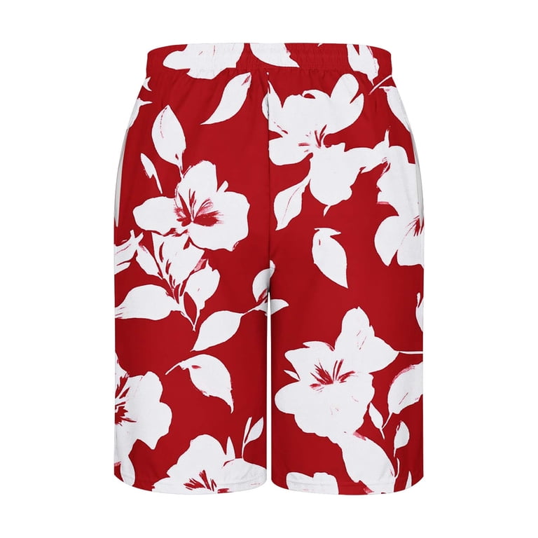ZCFZJW Mens Hawaiian Shorts Casual Drawstring Elastic Waist