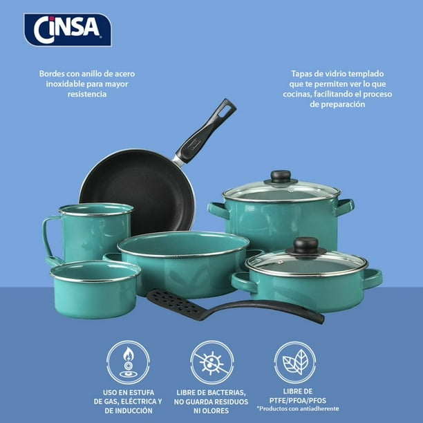 Batería De Cocina Cinsa Terranova De Acero Vitrificado De piezas