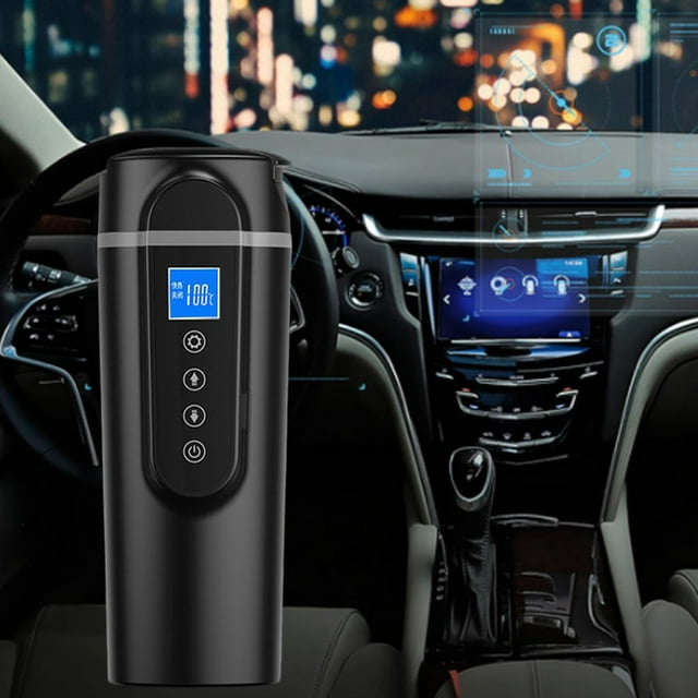 Taza térmica para coche con calefacción inteligente, taza de con apagado automático, se la la adaptaciónción para viajes a hogar, coche, 12 V - ne negra