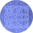 thumbnail image 1 of Ahgly Company Machine Washable Indoor Round Oriental Blue Traditional Area Rugs, 5' Round, 1 of 4