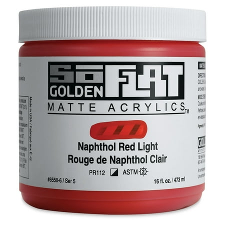UPC: 0738797655065 | Golden SoFlat Matte Acrylic Paint – Naphthol Red Light 473 ml Jar