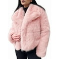 thumbnail image 2 of Women'S Faux Fur Coat Faux Fur Jacket Long Sleeve Lapel Winter Jackets Parka Short Coat Pink XL, 2 of 8