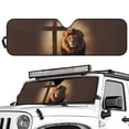 thumbnail image 2 of HUIACONG Brown Lion Sun Shade Windshield for 2018-2024 Jeep Wrangler JL JLU & Gladiator JT, Sunshades Heat Shield, Aluminum Foil Triple Laminate Structure, Silver, 2 of 6