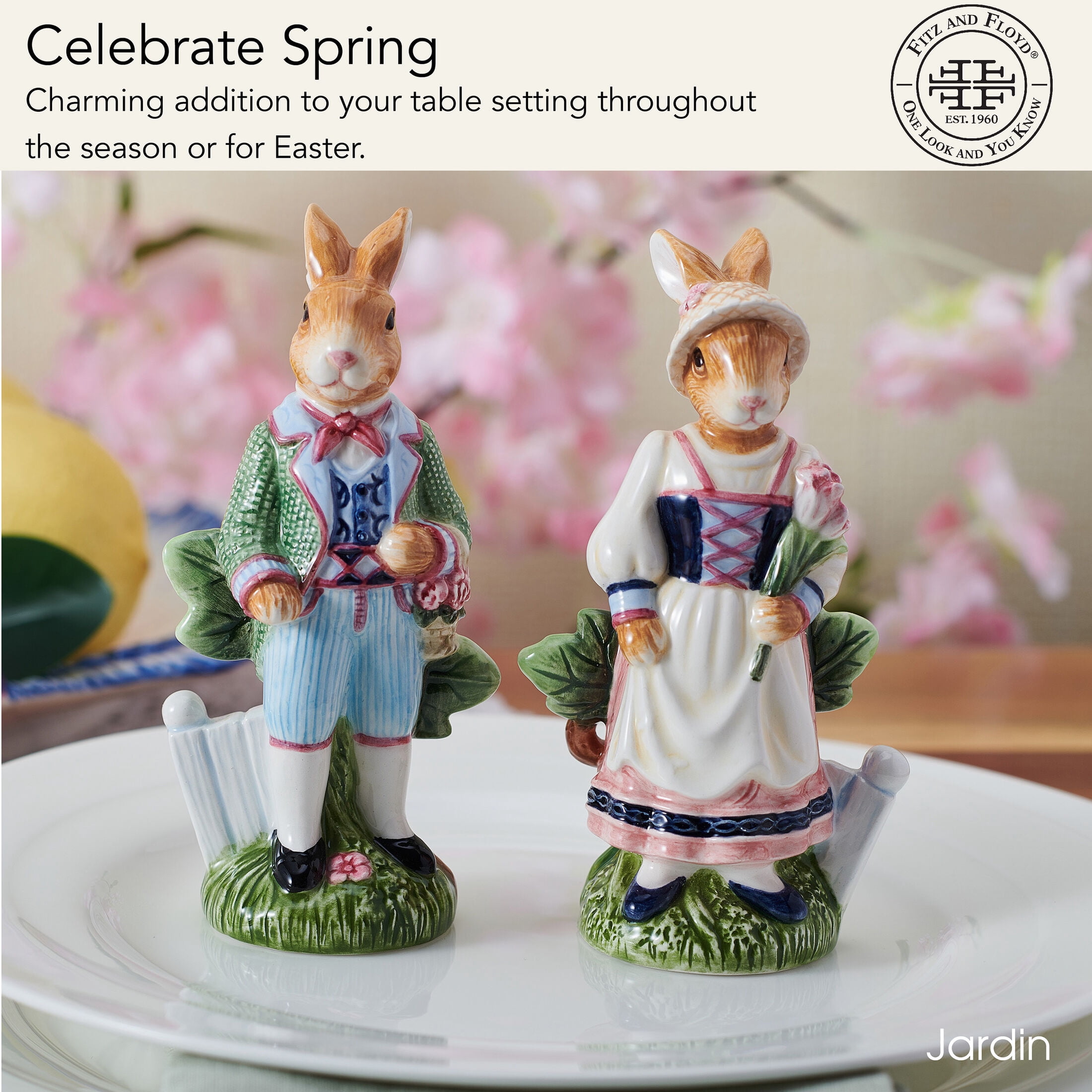 Fitz and Floyd Jardin Rabbit Salt and Pepper Shaker