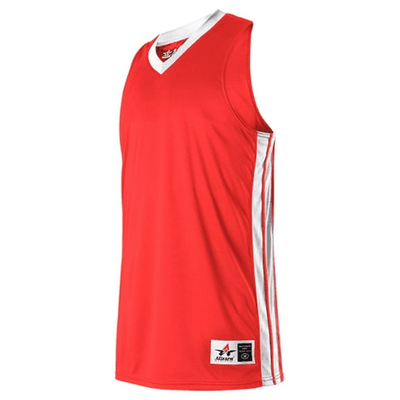 Alleson Athletic - Women's Single Ply Basketball Jersey - Color - Red/ White - Size - L