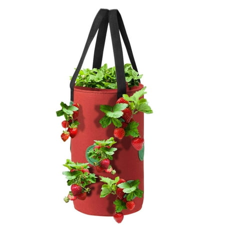 aoksee Outdoor Yard Decor Hanging Strawberry Planting FeltCloth Planting Container Bag Thicken Garden Pot,Garden Gifts Deals