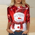 thumbnail image 2 of Christmas Tops for Women 2026 Cute Christmas Snowman 3/4 Length Sleeve Funny Plus Size Fall Xmas Tunic T Shirt, 2 of 5