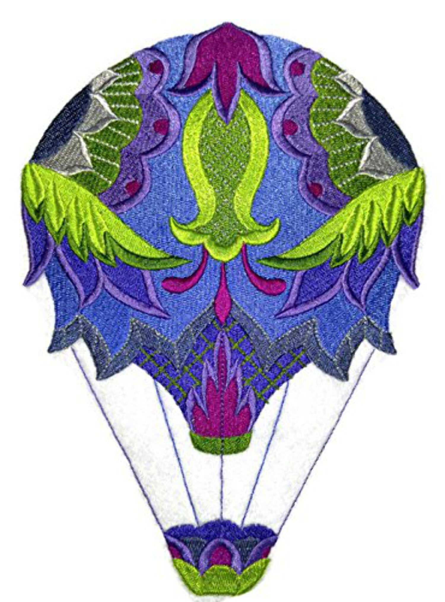 Custom Cool Breeze Jacobean Balloon Embroidered Iron On patch [5.86" x 8.26"]