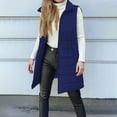 thumbnail image 6 of Htigea Women's Long Vest Puffer Sleeveless Jackets Lightweight Zip Up Collared Coats Fall Winter Casual Outerwear with Pocket Navy XXL, 6 of 9