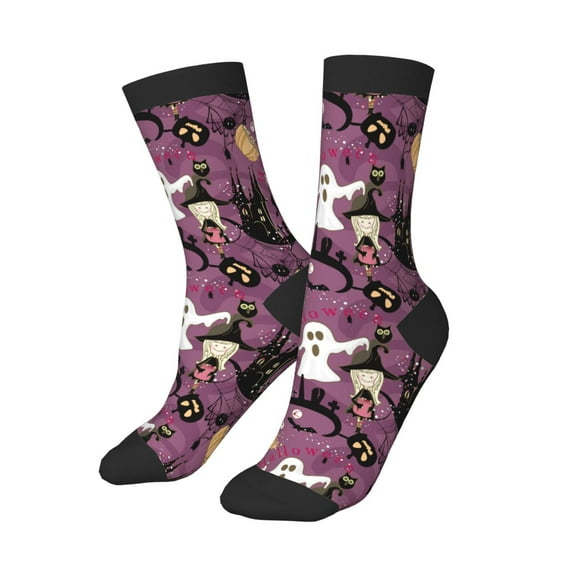 Kids Girls Boys Socks - halloween witch cartoon Comfort Breathable Crew Socks for Boys Girls Kids, Soft Athletic Running Socks for Boys Socks 6-10 Years Old