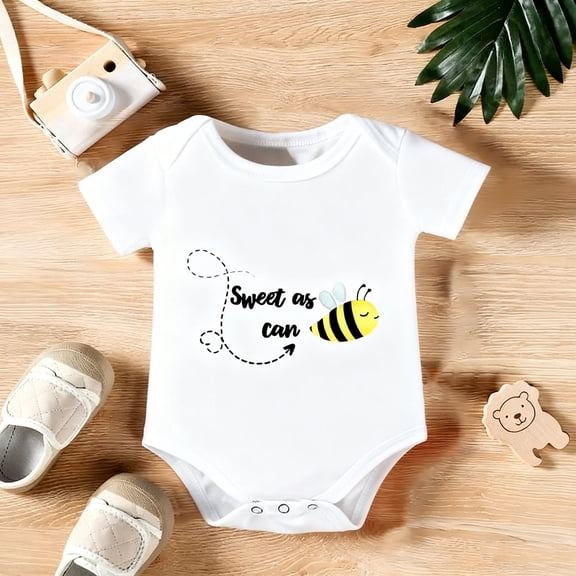 Sweet As Can BeeBaby Onesie Set, Cute Honeybee Themed Gender Neutral Newborn Clothes, 100% Cotton Snap Closure Bodysuits, Baby Shower Gift for Boys and Girls