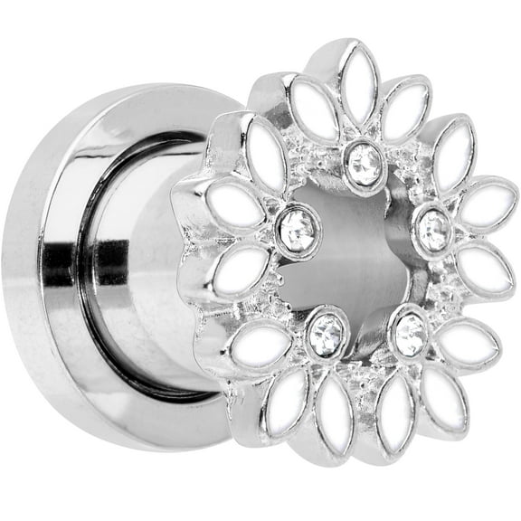 Body Candy 2Pc Womens 316L Steel White Leaves 2G Double Flare Screw Fit Tunnel Plug Ear Plug Gauges Set
