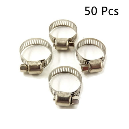 

50Pcs 304 Stainless Steel Worm Drive Hose Clamps 3/8-1/2 inch Fuel Line Hose Kit for Plumbing Automotive Mechanical Applications