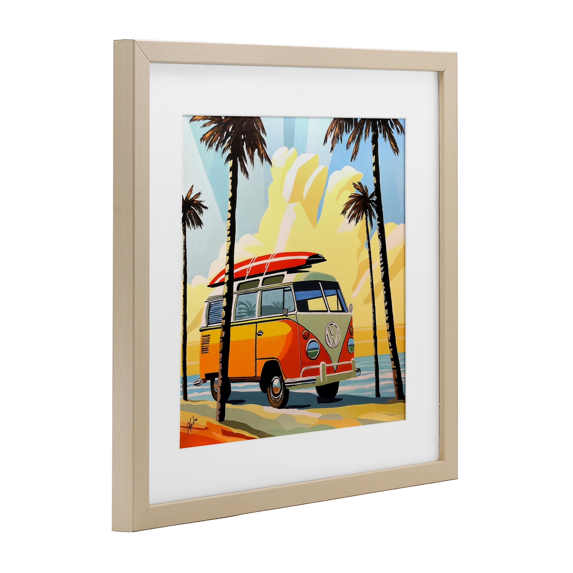 Stupell Industries Road Trip Beach Van Birch Framed Print Under Glass, design by John Jaster