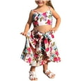 thumbnail image 5 of Odeerbi Toddler Baby Girls 2025 Fashion Small Flower Print Suspenders Top Frenulum Short Skirt Suit, 5 of 9