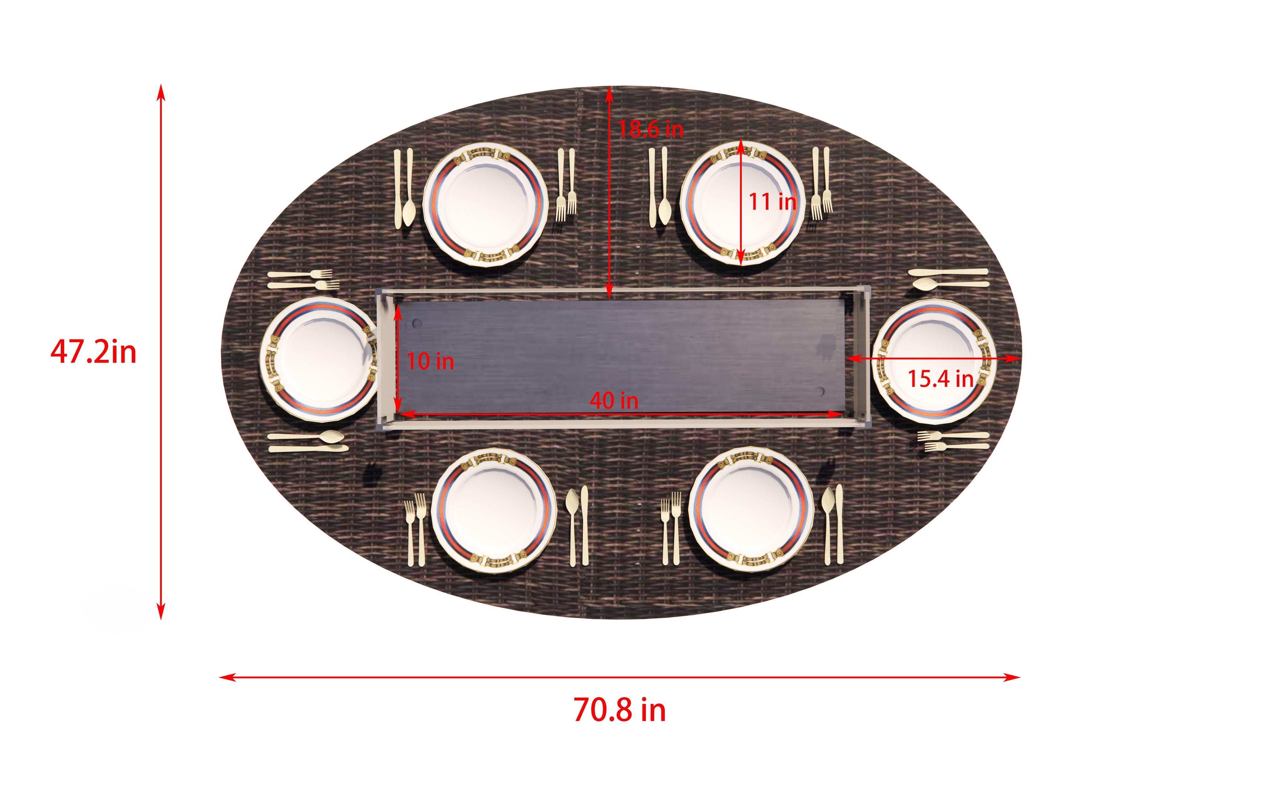 Moda Furnishings Patio Wicker Oval Gas Firepit Sets for Garden in the Outdoor