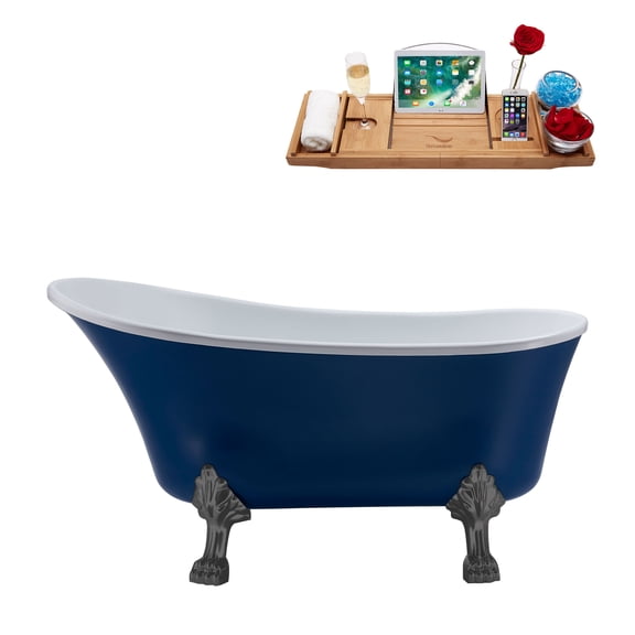 55" Streamline N370BGM-IN-BGM Clawfoot Tub and Tray With Internal Drain