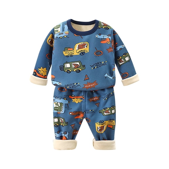 Mercatoo Toddler Baby Boys Autumn Winter Outfit Cartoon Car Print Sweatshirt and Jogger Pants Set Kids Casual Clothes