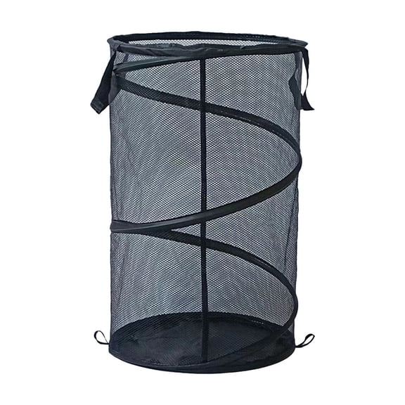 Shipiny Convenient Laundry Hamper with Foldable Mesh Basket, Wide Opening and Side Pockets, Breathable Sturdy Space-Saving Bag for Clothing, Toys, Laundry and Home Storage, Black