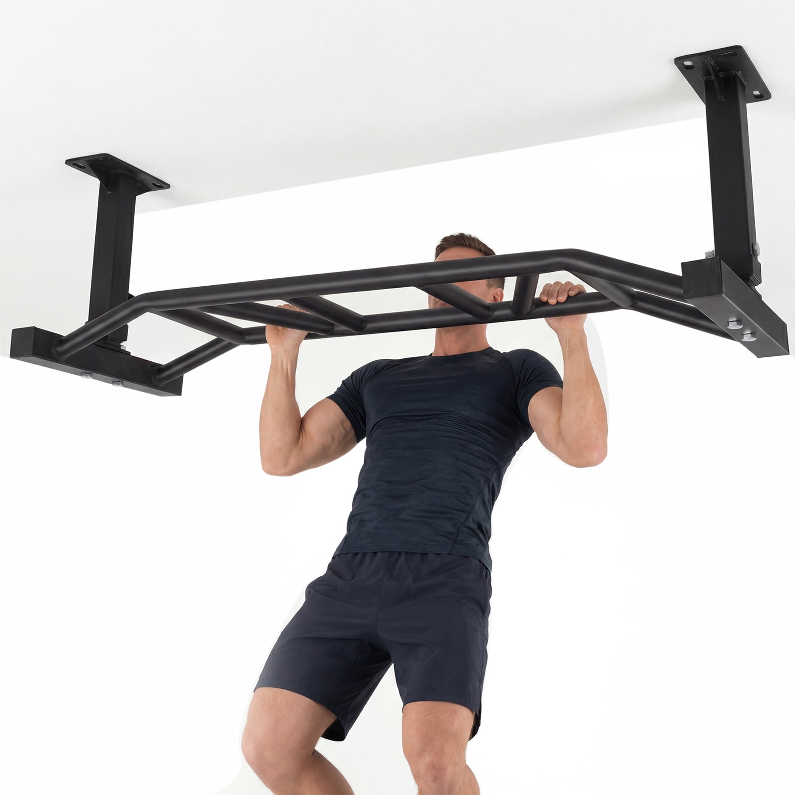 Btidfty 47 Inch Ceiling Mount Pull Up Bar Heavy Duty Multi-grip Chin Up Bar Fitness Trainer for Garage/home Gym And Strength Training Adjustable Height&supports To 600 Lbs