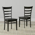 thumbnail image 3 of 3-PC - 48" Wood Dining Table + Slat Back Dining Chairs Dining Set in Black, 3 of 10