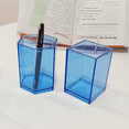 thumbnail image 3 of Portalápices acrílico transparente de alta permeabilidad, caja de almacenamiento de escritorio hexagonal cuadrada, papelería para estudiantes, 3 of 5
