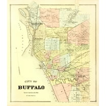 Historic City Map - Buffalo New York - Stone 1866 - 23 x 26.44 - Vintage Wall Art