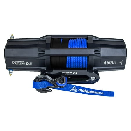 MotoAlliance VIPER V2 ATV/UTV Winch 4500lb- 40 feet BLUE Rope, Wireless Remote