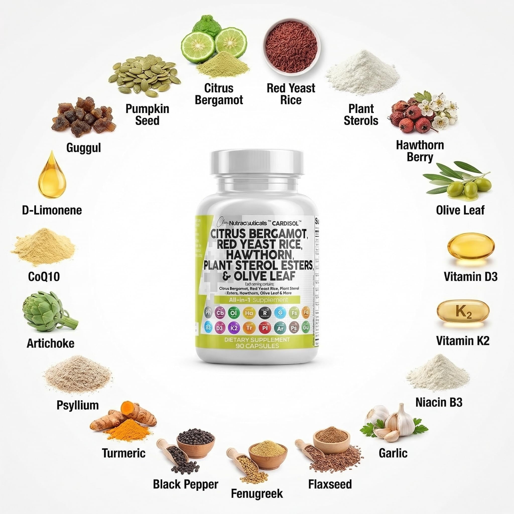 Clean Nutraceuticals Citrus Bergamot Red Yeast Rice Capsules with