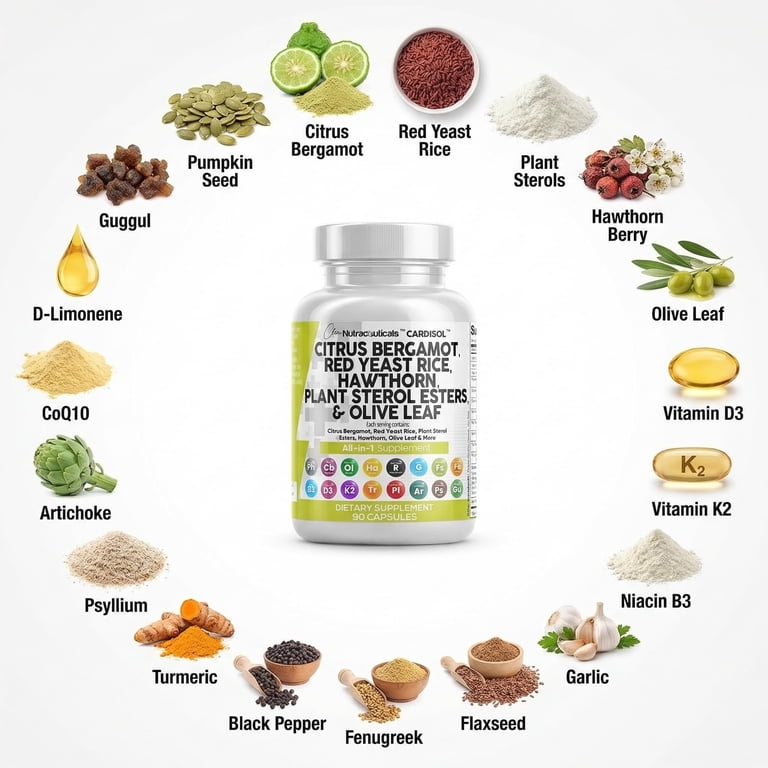 Clean Nutraceuticals Citrus Bergamot Red Yeast Rice Capsules with
