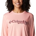 thumbnail image 4 of Columbia Women's Tidal Tee PFG Stacked Logo Long Sleeve, Tiki Pink/Kona Fill, X-Small, 4 of 9