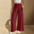 thumbnail image 3 of WQQZJJ Pants for Women with Pockets Elastic Waist Loose High Waist Wide Leg Flared Pants Solid Casual Pants Size S-2XL, 3 of 9