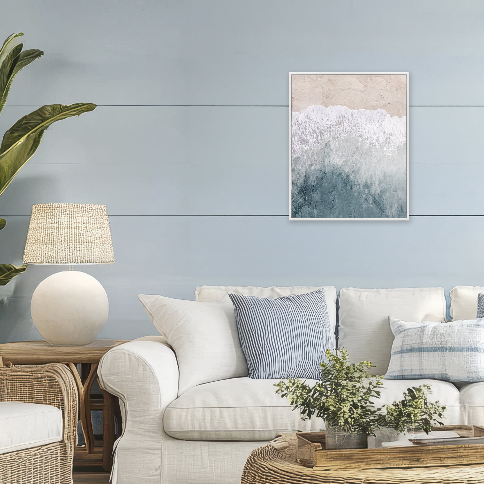 Stupell Industries Beach Top Shore White Framed Giclee Art, design by Kim Allen