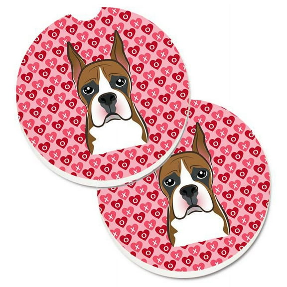 Boxer Hearts Cup Holder Car Coasters - Set of 2