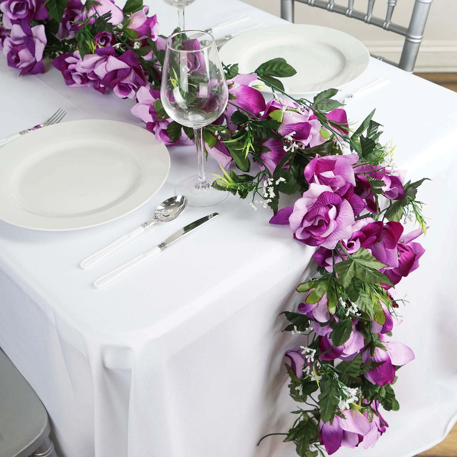 BalsaCircle 24 Ft Large Silk Roses With Greenery Garlands DIY Home