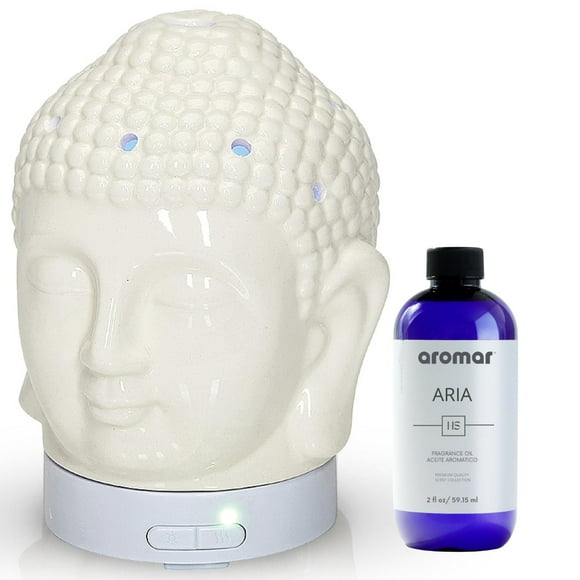 Aromar Diffuseur en Céramique Buddha, Blanc