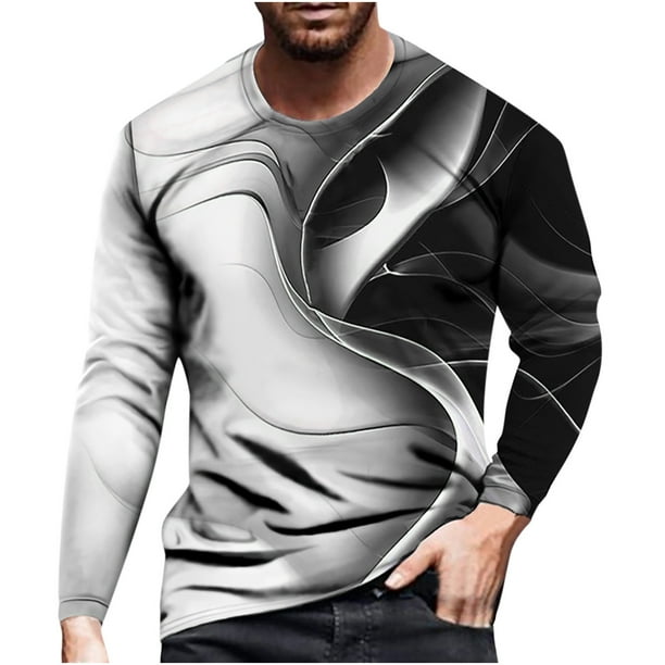 Blusa de camiseta de manga corta con estampado de jersey de cuello redondo informal a la moda para hombre Pompotops oipoqjl3000