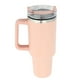 thumbnail image 5 of Botella de agua térmica de 40 oz con pajita y asa, taza de viaje de acero inoxidable, taza de café rosa, 5 of 14